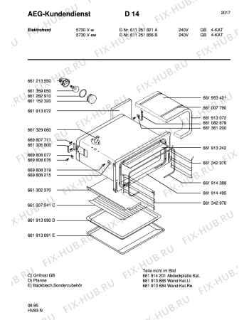 Взрыв-схема плиты (духовки) Aeg 5730V-W GB - Схема узла Section3