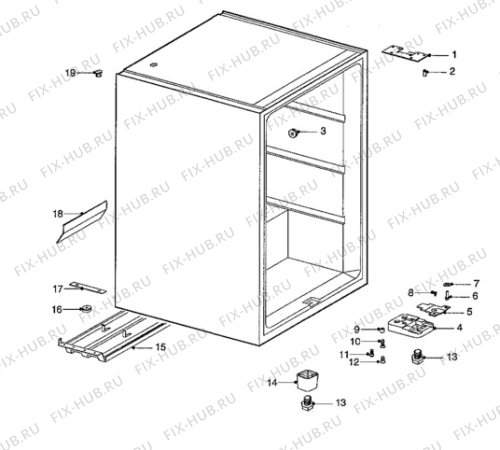 Взрыв-схема холодильника Hansa DTC1100 - Схема узла Cabinet + armatures