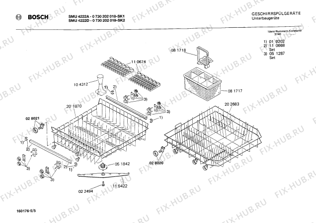 Взрыв-схема посудомоечной машины Bosch 0730202018 SMU4222A - Схема узла 05
