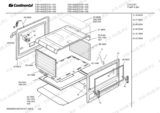 Взрыв-схема плиты (духовки) Continental FSK14K62ED Charme Plus II (visor total plano) - Схема узла 03