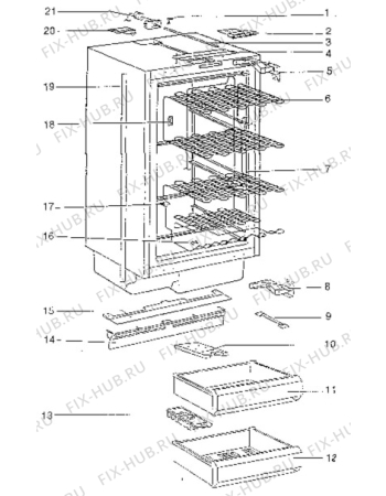 Взрыв-схема холодильника Aeg A1202IU - Схема узла Cabinet + armatures