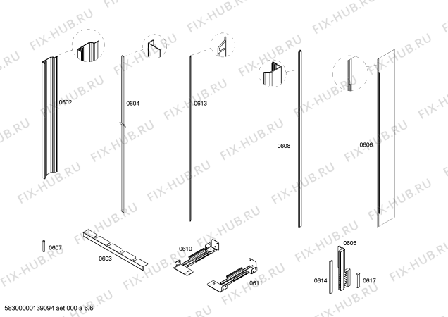 Схема №5 T18BD80FL с изображением Монтажный набор для холодильника Bosch 00673696