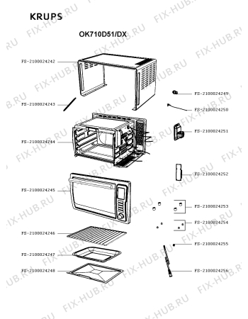Схема №1 OK710D51/DX с изображением Противень (решетка) для плиты (духовки) Krups FS-2100024246
