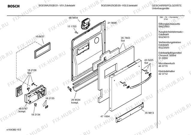 Схема №6 SGE09A25GB с изображением Краткая инструкция для электропосудомоечной машины Bosch 00586981