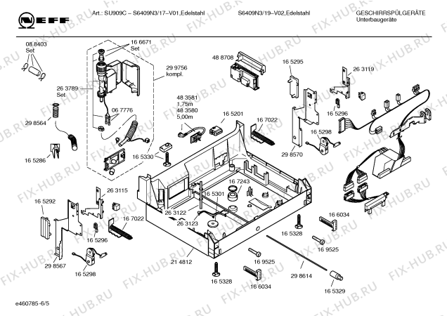 Схема №5 S6409N3 SU909C с изображением Инструкция по эксплуатации для посудомоечной машины Bosch 00585929