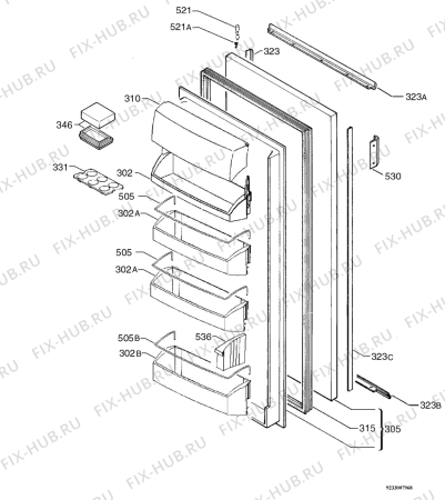 Взрыв-схема холодильника Aeg Electrolux SK98800-4E - Схема узла Door 003