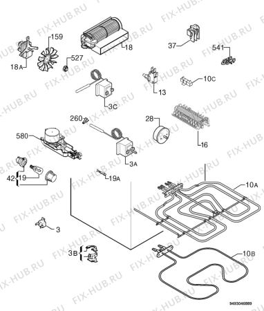 Взрыв-схема плиты (духовки) Zanussi ZYB380X - Схема узла Electrical equipment 268