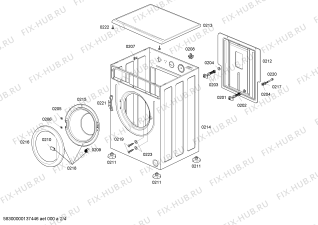 Взрыв-схема стиральной машины Bosch WFA246S43L LAVADORA ROUPAS PROF INOX 1000rpm 127V - Схема узла 02