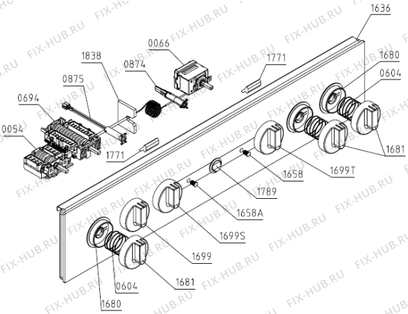 Взрыв-схема плиты (духовки) Korting KK64W (728462, FK6A3A-D1A5E) - Схема узла 04