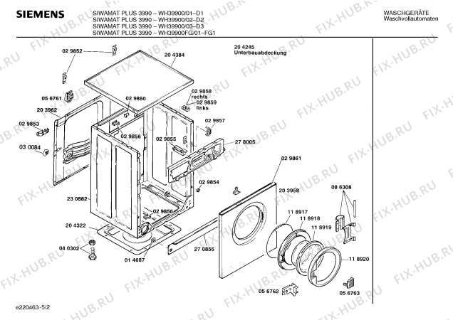 Схема №3 CC21900 CONTURA с изображением Таблица программ для стиралки Siemens 00087475