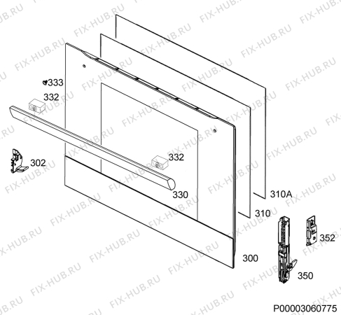 Схема №3 EE2003061M с изображением Панель для плиты (духовки) Aeg 3578871018
