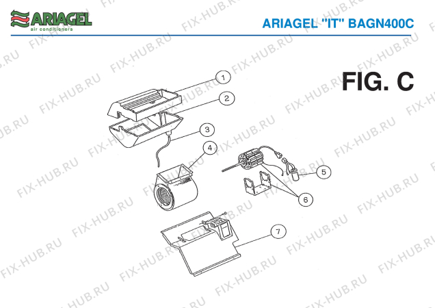 Взрыв-схема кондиционера Ariagel BAGN 400C - Схема узла 3