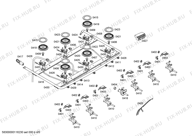 Схема №5 HSK66P41EG P3 5Q GRILL SILVER с изображением Переключатель для плиты (духовки) Bosch 00496404