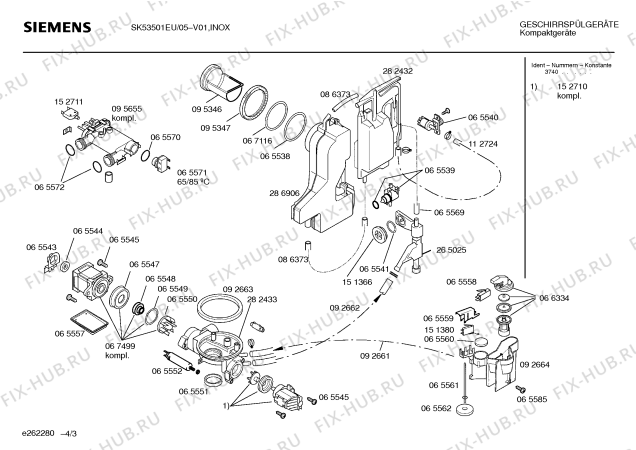 Взрыв-схема посудомоечной машины Siemens SK53501EU - Схема узла 03