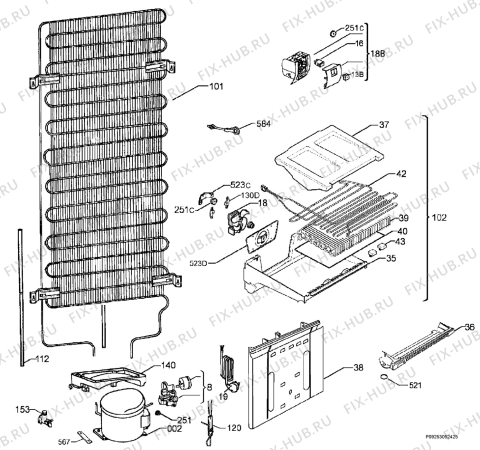 Взрыв-схема холодильника Rex Electrolux RN3850COX - Схема узла Cooling system 017