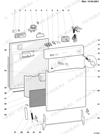 Взрыв-схема посудомоечной машины Ariston AF250 (F025087) - Схема узла
