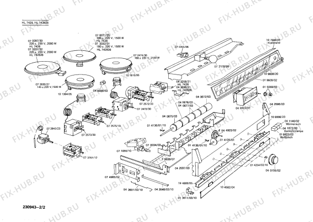 Взрыв-схема плиты (духовки) Siemens HL742826 - Схема узла 02