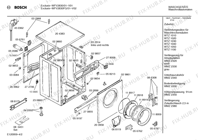 Взрыв-схема стиральной машины Bosch WFV2830FG EXCLUSIV WFV2830 - Схема узла 02
