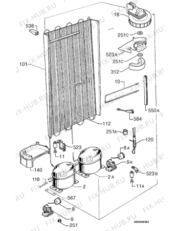 Взрыв-схема холодильника Rex RC3PA - Схема узла Cooling system 017
