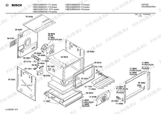 Схема №2 HBE632B69 с изображением Панель для духового шкафа Bosch 00270590