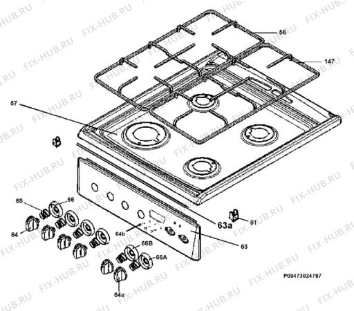 Взрыв-схема плиты (духовки) Electrolux EKK5023 - Схема узла Section 4