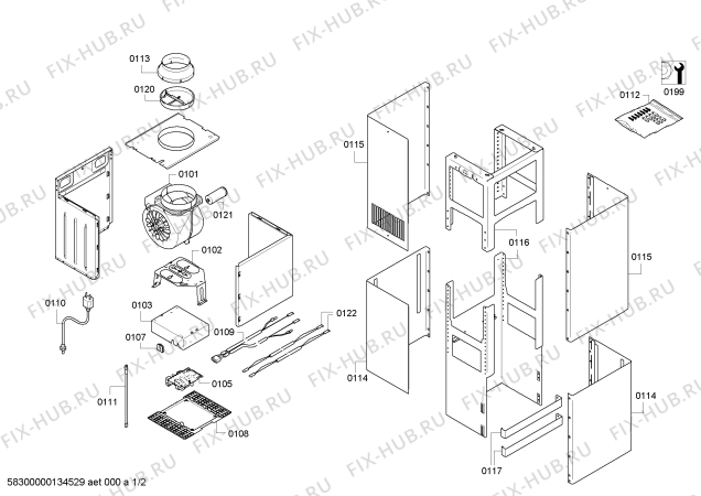 Схема №2 I71L68N0 с изображением Вентиляционный канал для вентиляции Bosch 00672236