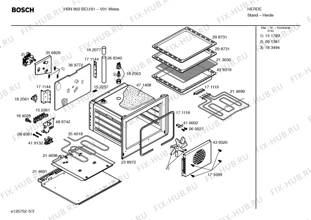 Взрыв-схема плиты (духовки) Bosch HSN802BEU - Схема узла 03