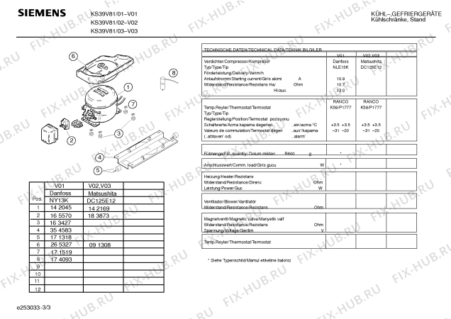 Схема №3 KS39V81 с изображением Петля двери для холодильника Siemens 00176026