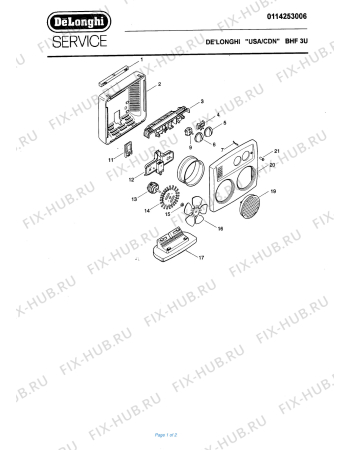 Схема №1 BHF3U с изображением Держатель для электрообогревателя DELONGHI 536326