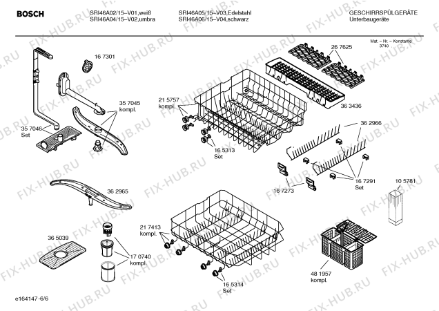 Схема №6 SRI46A05 Silence comfort с изображением Инструкция по эксплуатации для посудомоечной машины Bosch 00586753