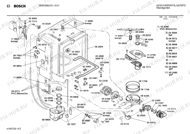 Взрыв-схема посудомоечной машины Bosch SMS3062 - Схема узла 02