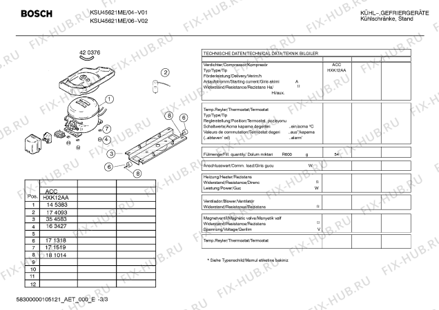 Взрыв-схема холодильника Bosch KSU45621ME - Схема узла 03