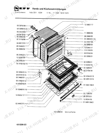 Взрыв-схема плиты (духовки) Neff 1114841635 1484/251NCSK - Схема узла 02