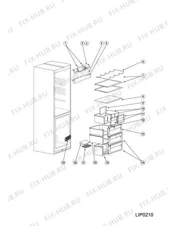 Взрыв-схема холодильника Hotpoint-Ariston RMB1167F (F046111) - Схема узла