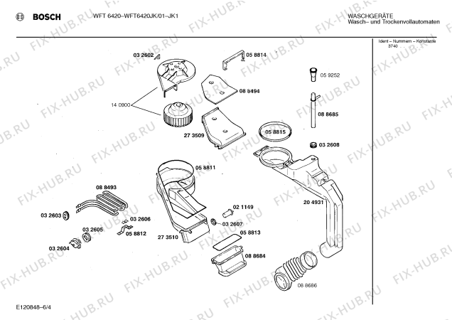 Взрыв-схема стиральной машины Bosch WFT6420JK WFT6420 - Схема узла 04