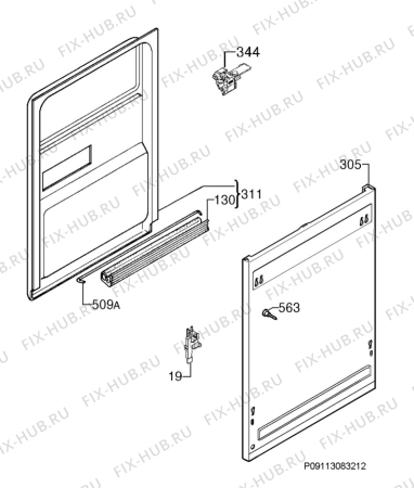 Взрыв-схема посудомоечной машины Zanussi ZDV15001FA - Схема узла Door 003