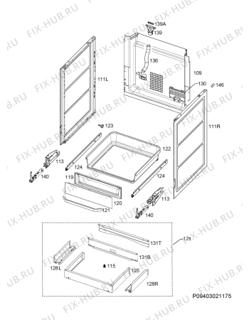 Взрыв-схема плиты (духовки) Electrolux EKC7351AGW - Схема узла Housing 001