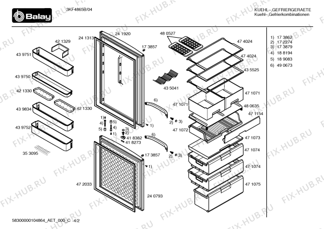 Схема №4 3KF4865B с изображением Дверь для холодильника Bosch 00240793