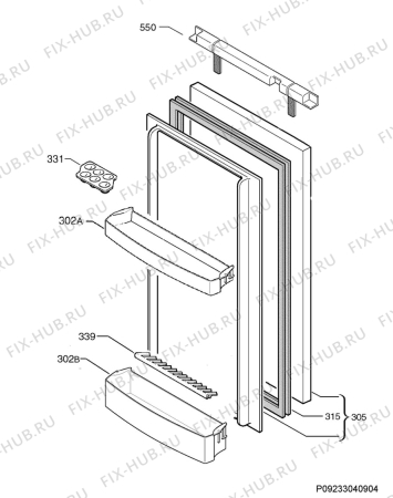 Взрыв-схема холодильника Zanussi ZQA14032DA - Схема узла Door 003