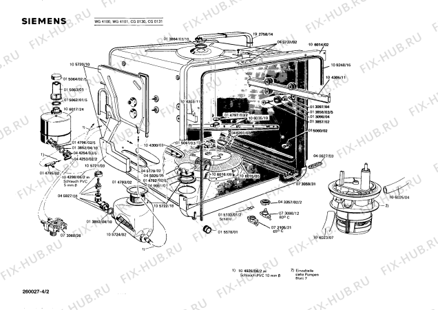 Схема №4 CG0141 CG0140 с изображением Шланг для посудомойки Siemens 00106025