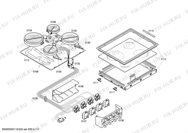 Схема №1 3EF700XD с изображением Стеклокерамика для духового шкафа Bosch 00475395