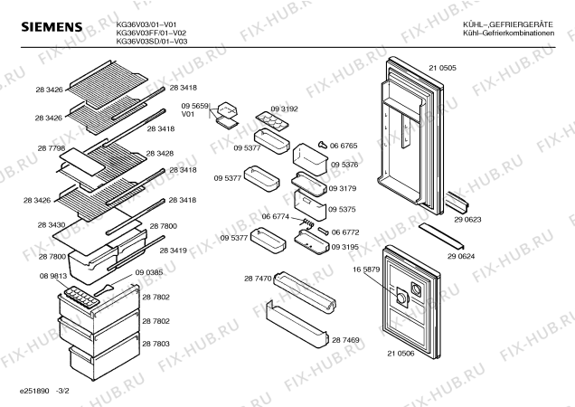Взрыв-схема холодильника Siemens KG36V03SD - Схема узла 02