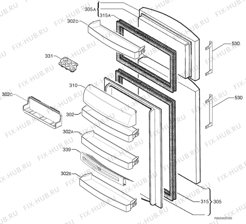 Взрыв-схема холодильника Electrolux ST401SN - Схема узла Door 003