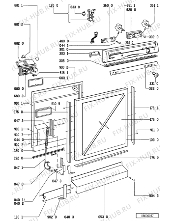 Взрыв-схема посудомоечной машины Whirlpool ADP 960/NB - Схема узла