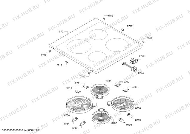 Схема №6 HC743541G с изображением Стеклокерамика для плиты (духовки) Siemens 00712442
