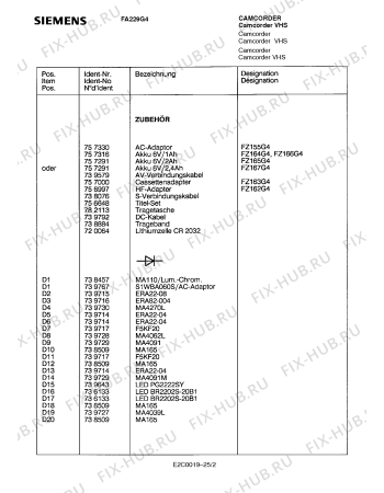 Схема №19 FA229G4 с изображением Инструкция по эксплуатации для видеоаппаратуры Siemens 00530705