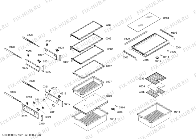Схема №3 FIN30MIIL5 с изображением Крышка для холодильной камеры Bosch 00683576