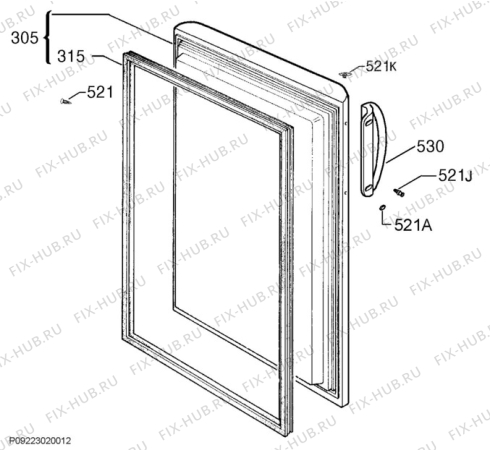 Взрыв-схема холодильника Zanker KFG10201WE - Схема узла Door 003