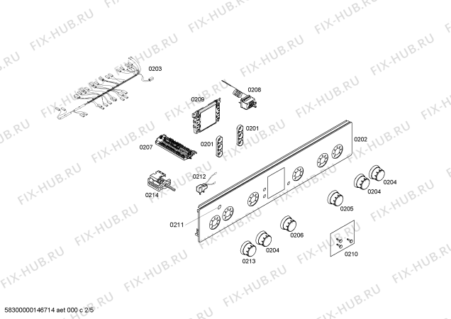 Взрыв-схема плиты (духовки) Bosch HGV64D120T - Схема узла 02