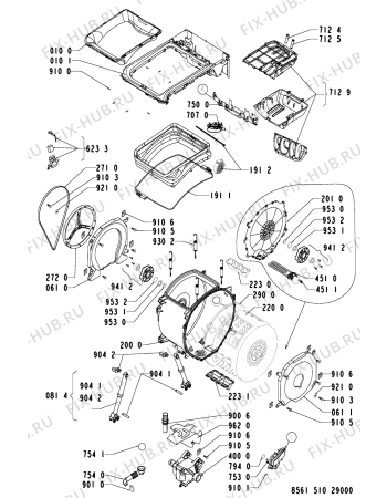 Взрыв-схема стиральной машины Whirlpool AWA 5108 - Схема узла